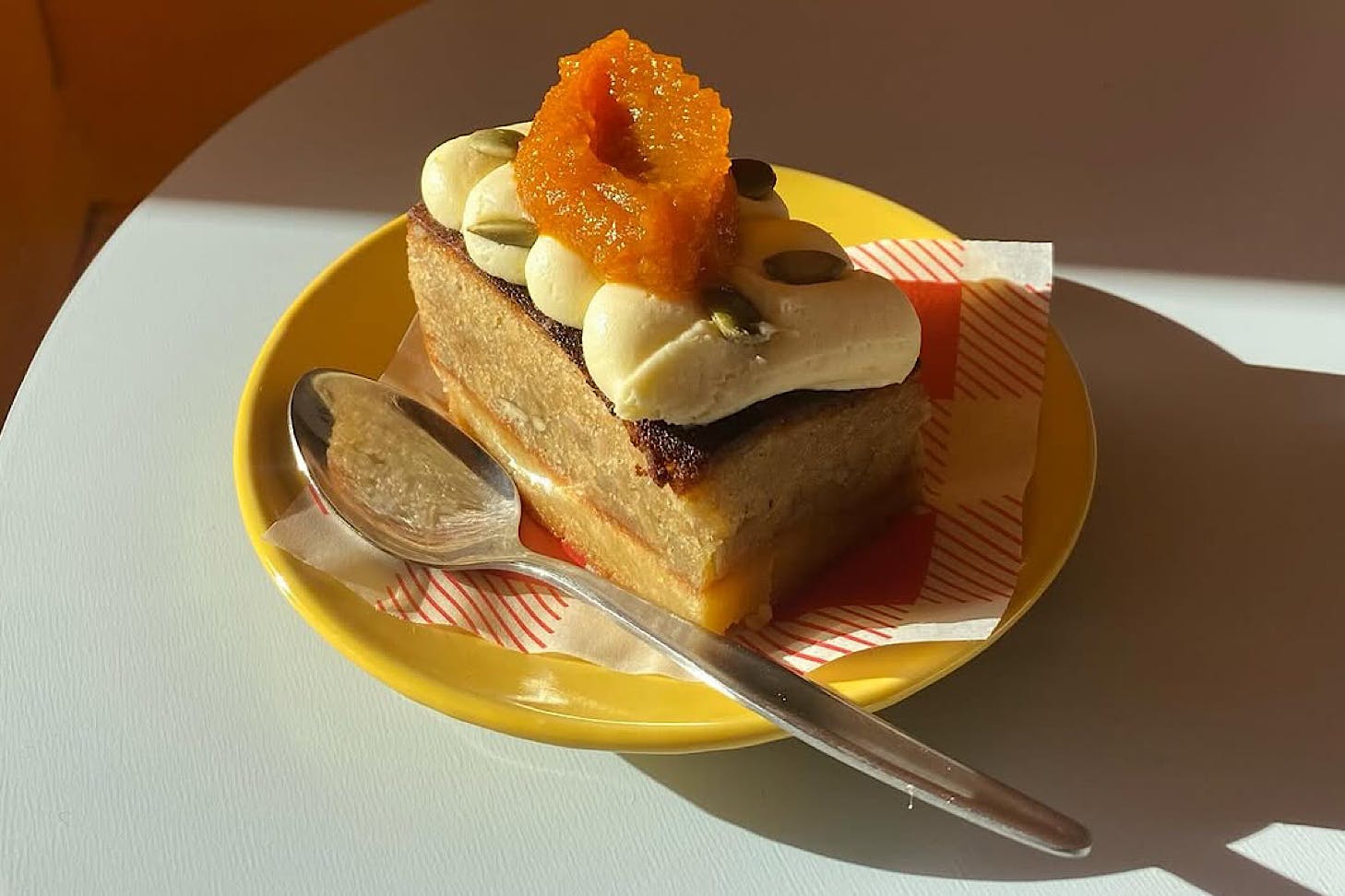 A slice of carrot cake butter bar from Small Mercies.